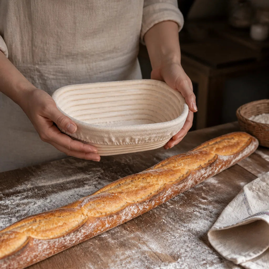 Banneton Osier Lin - échelle de taille réelle