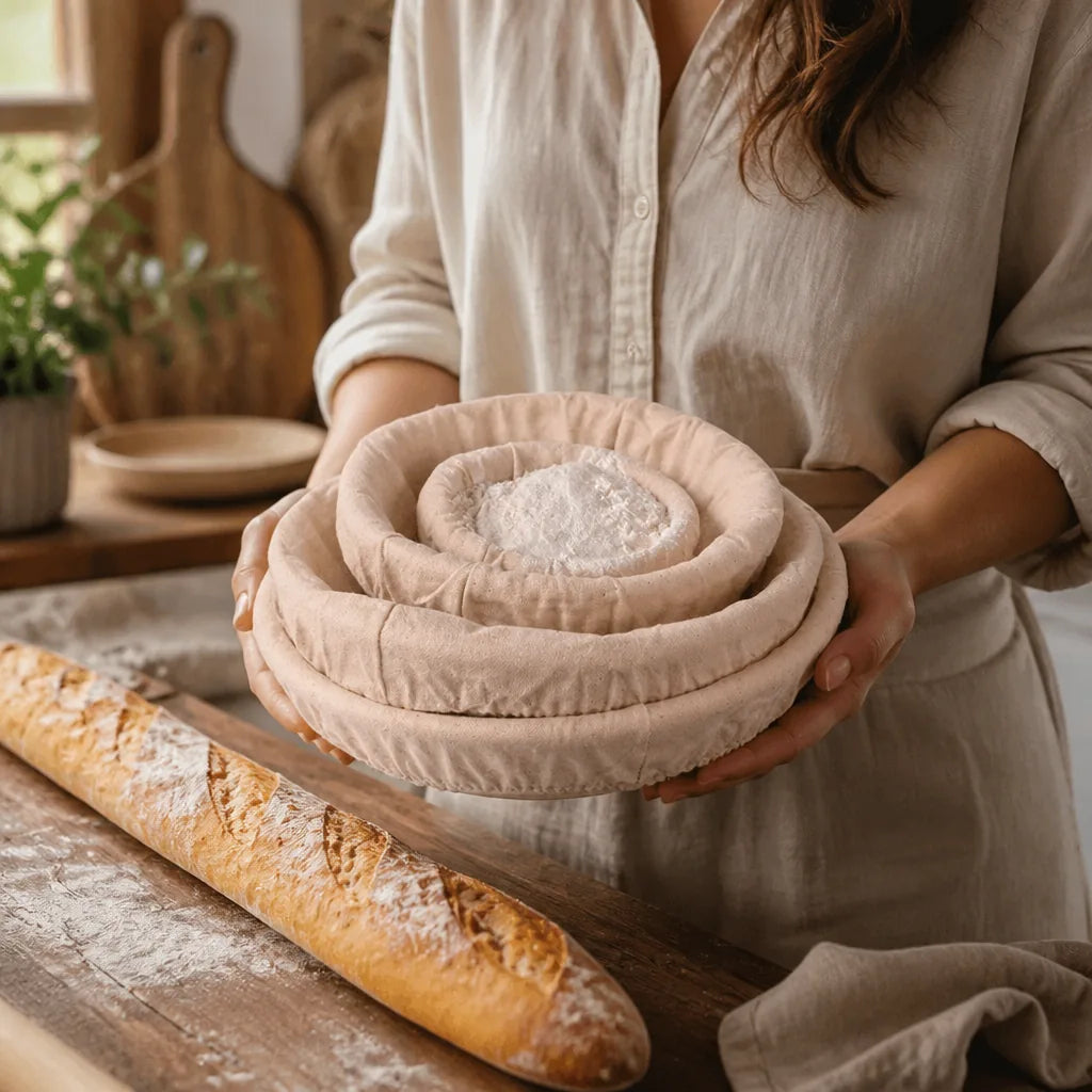 Banneton Rond En Osier Entoilé - échelle de taille réelle