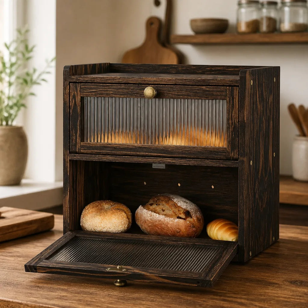 Huche à Pain Familiale Bois Foncé
