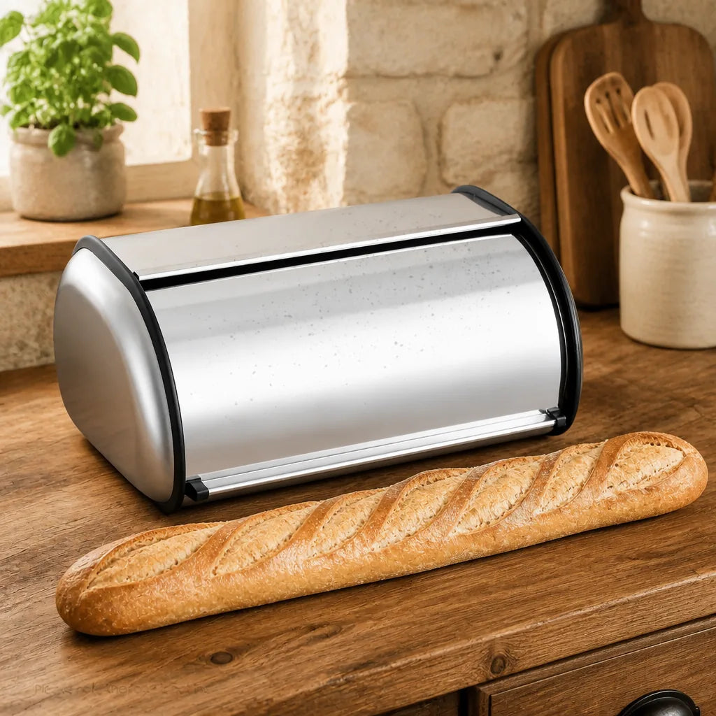 Huche À Pain Inox Brossé - échelle de taille réelle
