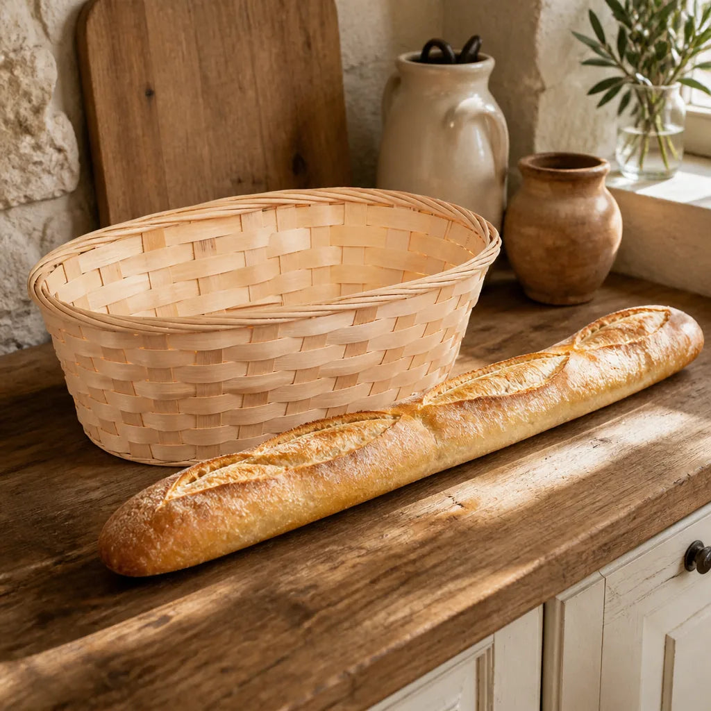 Huche À Pain Ronde Osier - échelle de taille réelle