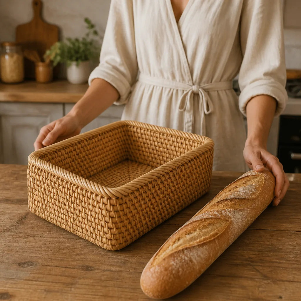 Huche À Pain Rotin - échelle de taille réelle