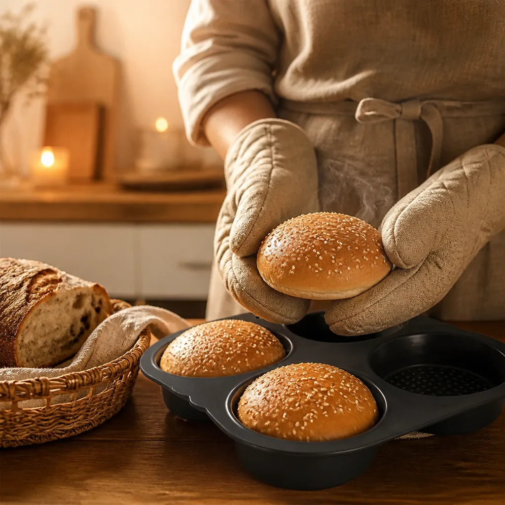Moule À Pain Burger Professionnel en situation d'utilisation