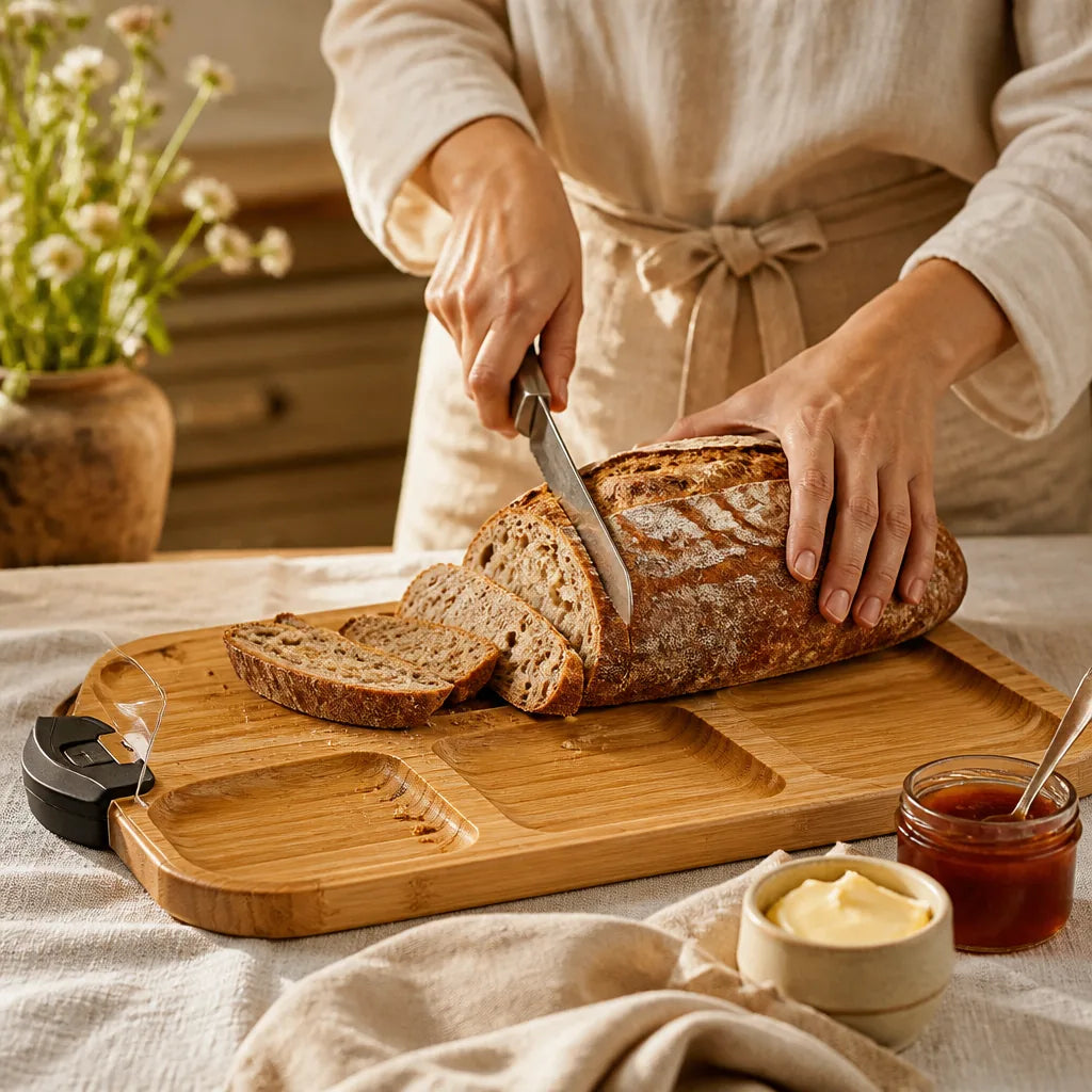 Planche À Pain Avec Couvercle Roll Top en situation d'utilisation