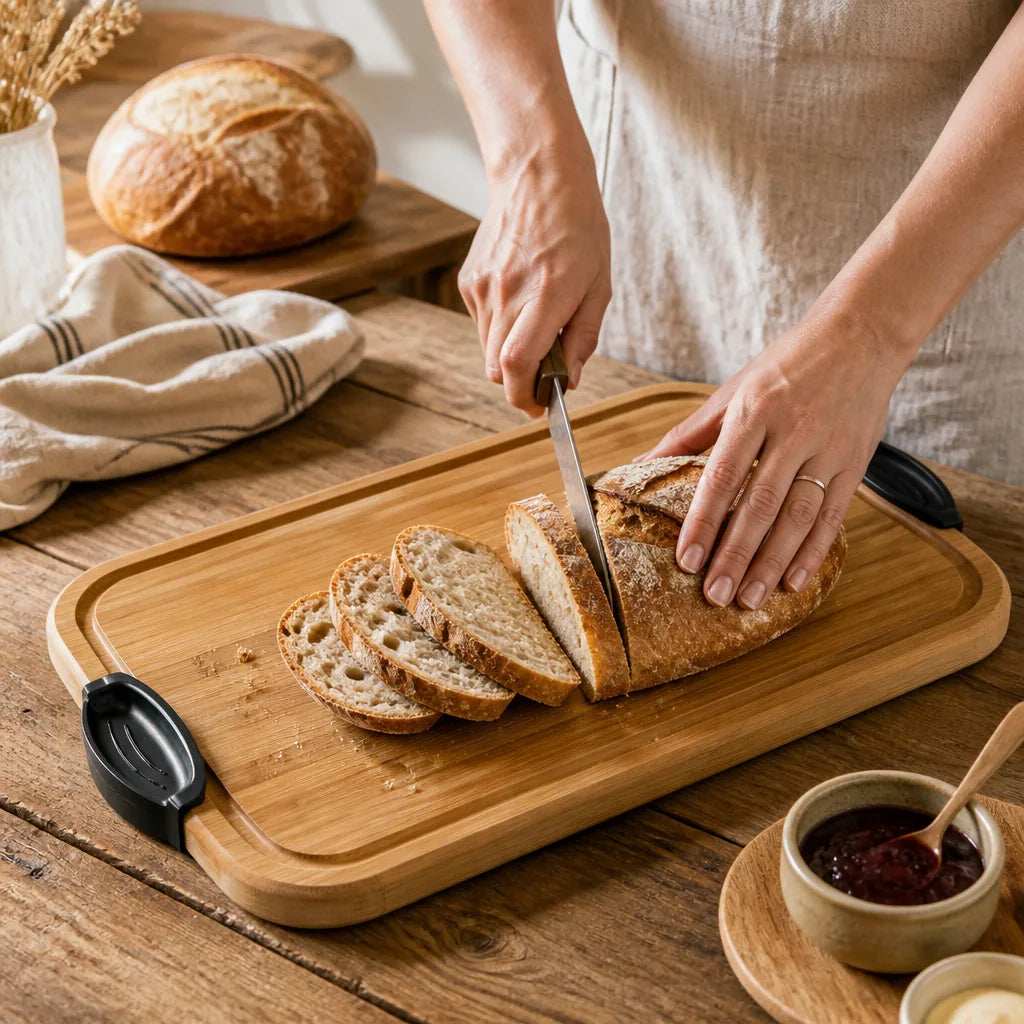 Planche À Pain Avec Couvercle en situation d'utilisation
