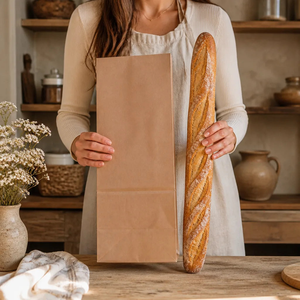 Sac À Pain Papier Kraft - échelle de taille réelle