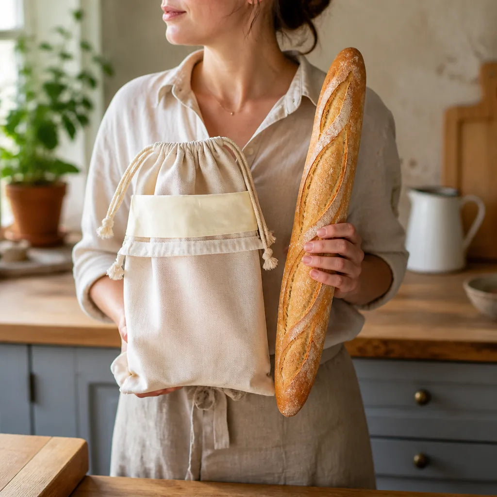 Sac À Pain Tissu Boulangerie - échelle de taille réelle